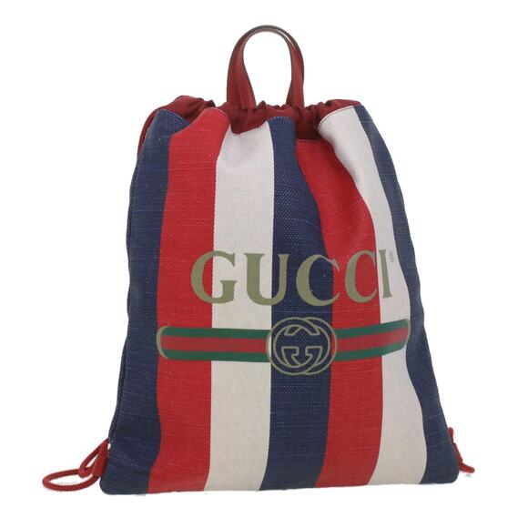 GUCCI Web Sherry Line Backpack Canvas Tricolor Red Blue Green - Picture 1 of 16